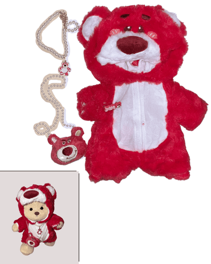 Ručně vyráběný prémiový medvídek s vyměnitelnými oblečky – FluffyCuddle