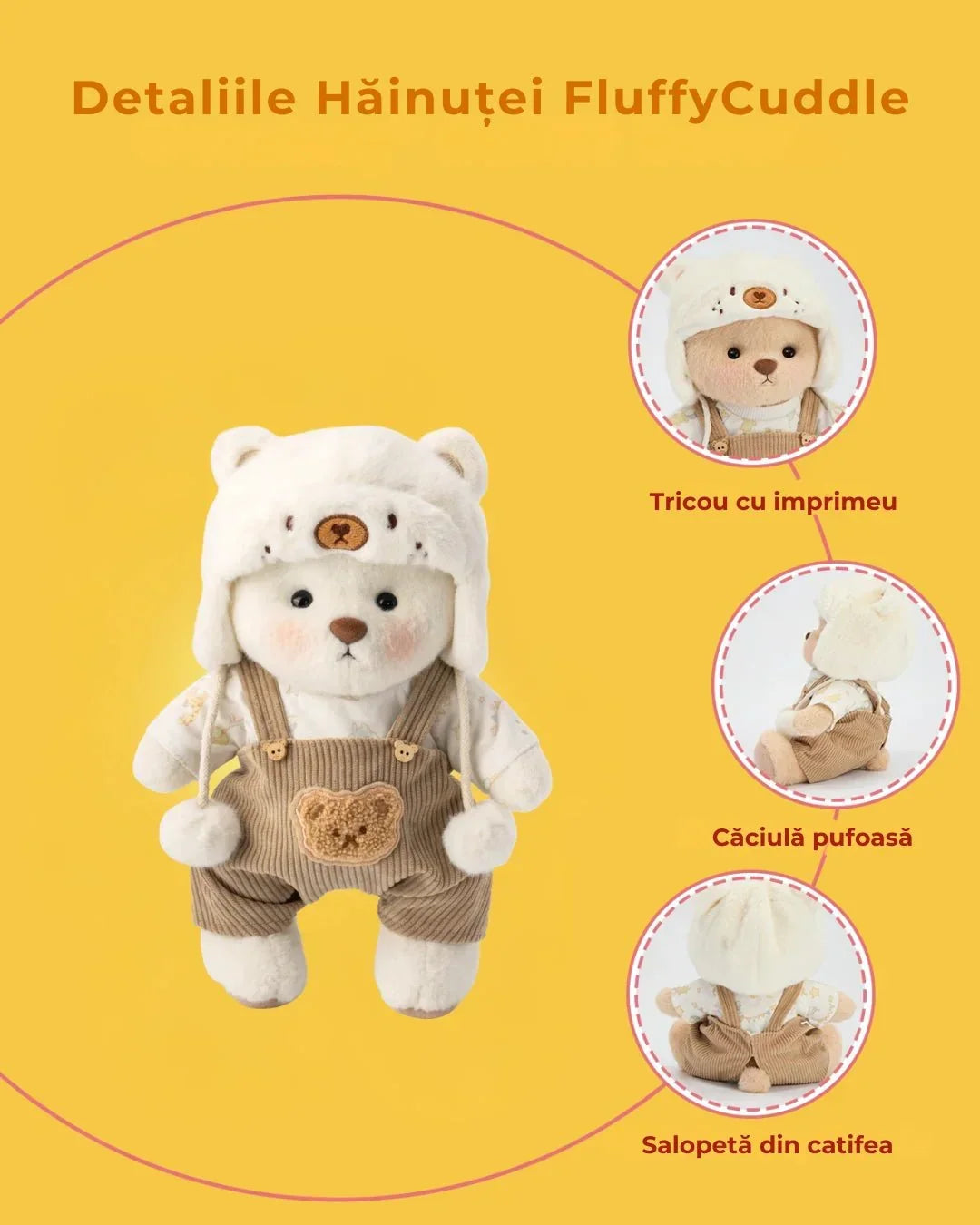 Ručně vyráběný prémiový medvídek s vyměnitelnými oblečky – FluffyCuddle