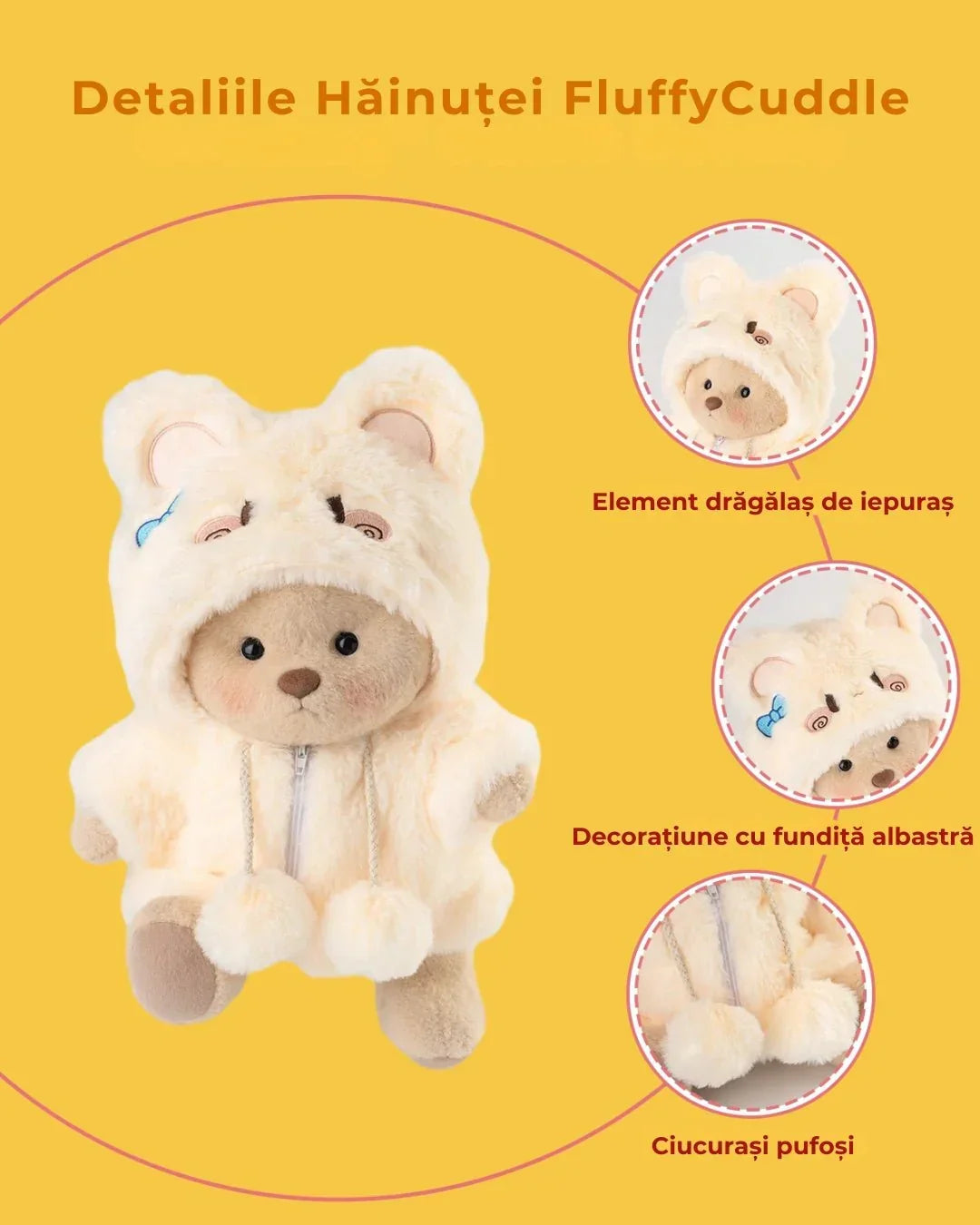 Ručně vyráběný prémiový medvídek s vyměnitelnými oblečky – FluffyCuddle
