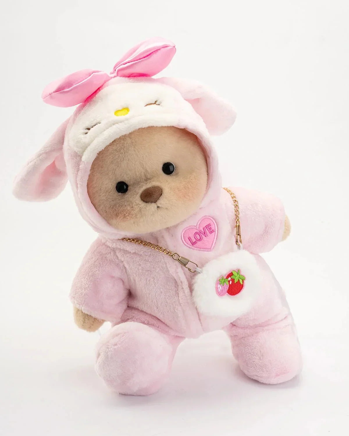 Ručně vyráběný prémiový medvídek s vyměnitelnými oblečky – FluffyCuddle