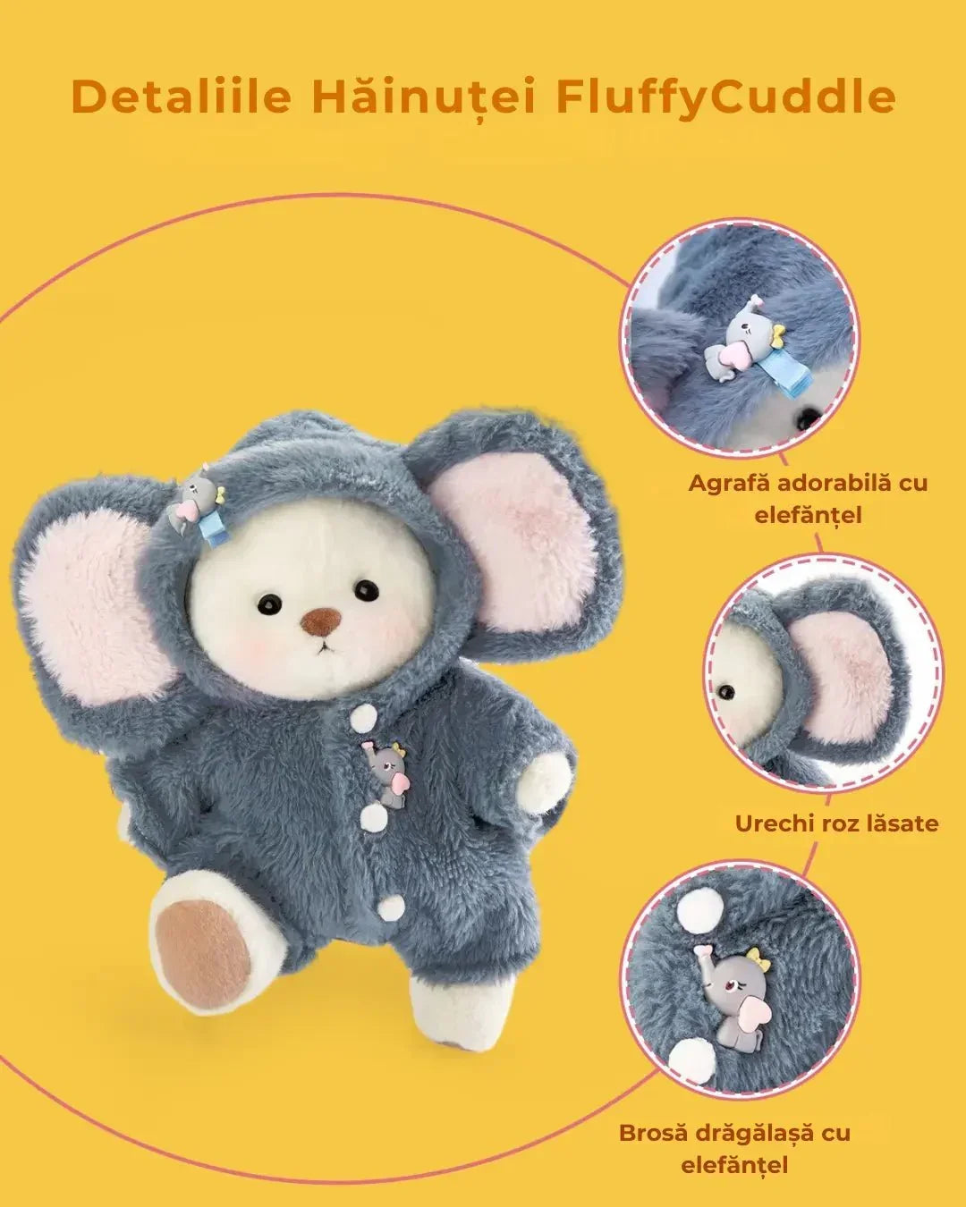 Ručně vyráběný prémiový medvídek s vyměnitelnými oblečky – FluffyCuddle