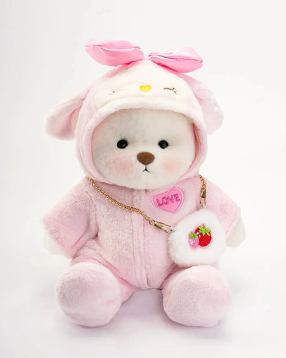 Ručně vyráběný prémiový medvídek s vyměnitelnými oblečky – FluffyCuddle