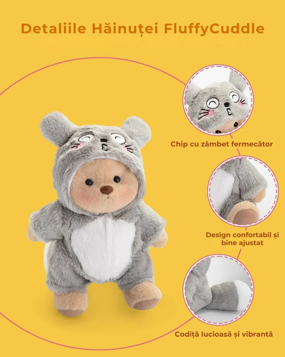 Ručně vyráběný prémiový medvídek s vyměnitelnými oblečky – FluffyCuddle