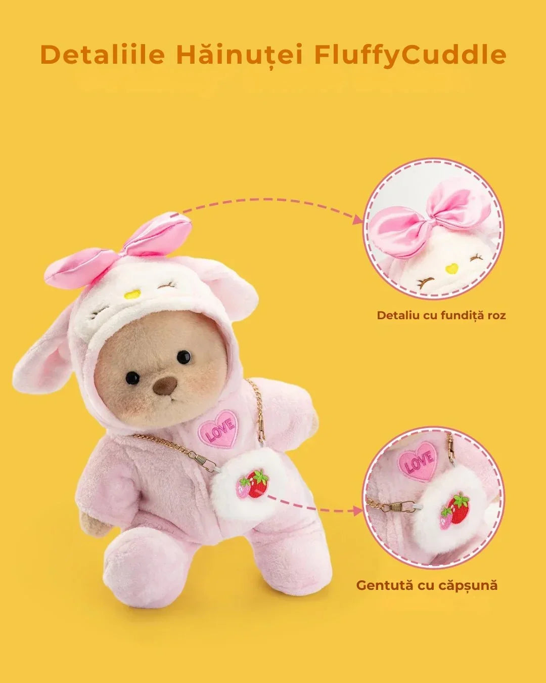 Ručně vyráběný prémiový medvídek s vyměnitelnými oblečky – FluffyCuddle