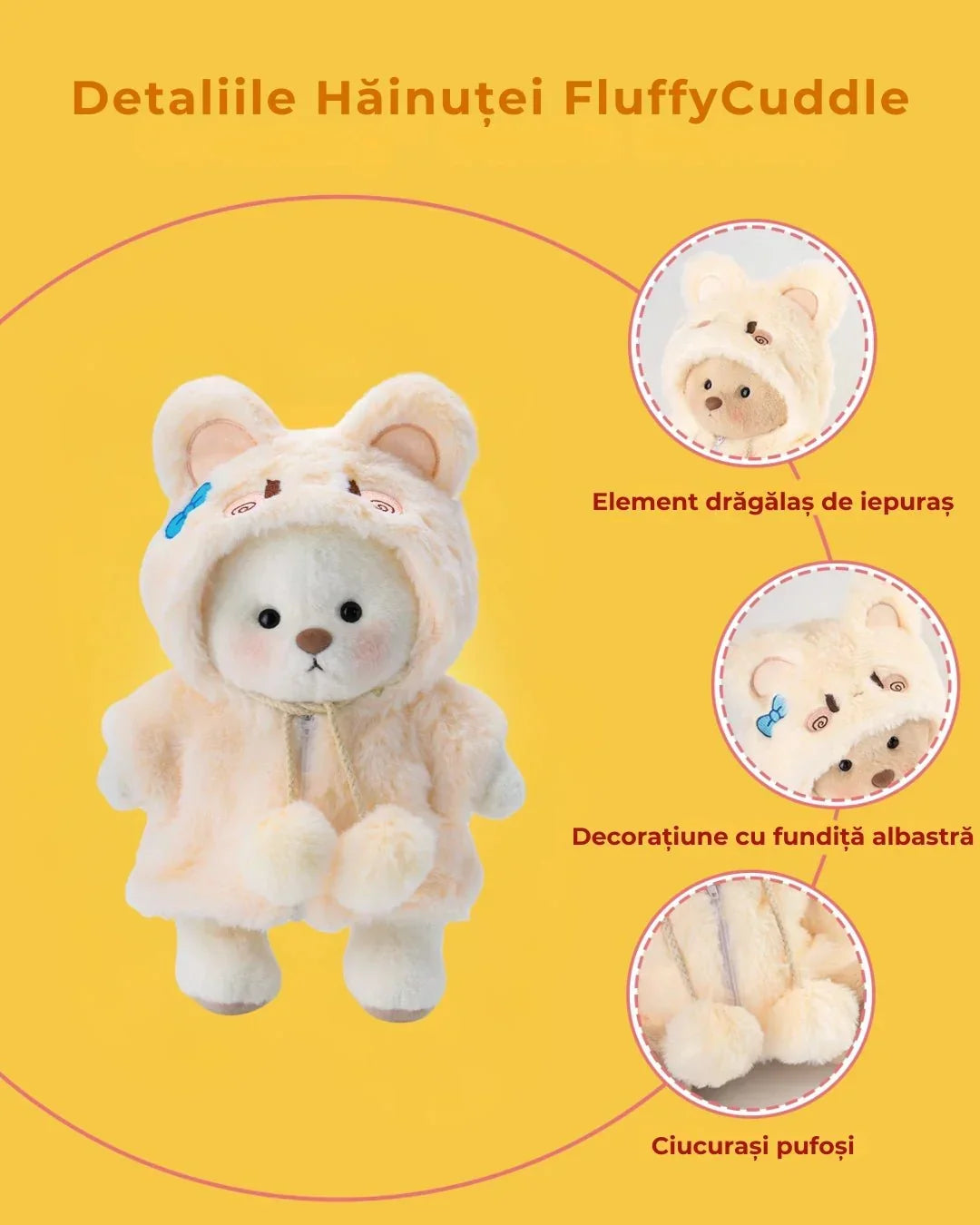 Ručně vyráběný prémiový medvídek s vyměnitelnými oblečky – FluffyCuddle
