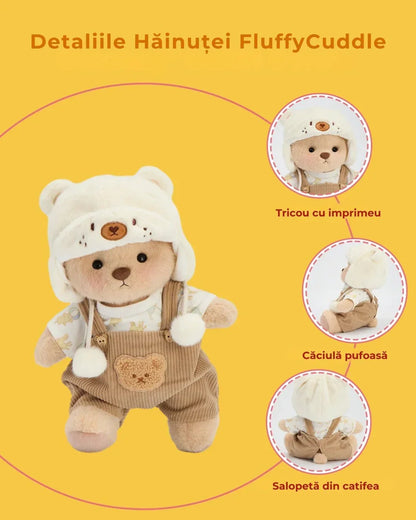 Ručně vyráběný prémiový medvídek s vyměnitelnými oblečky – FluffyCuddle