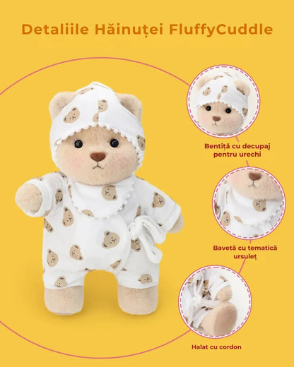 Ručně vyráběný prémiový medvídek s vyměnitelnými oblečky – FluffyCuddle