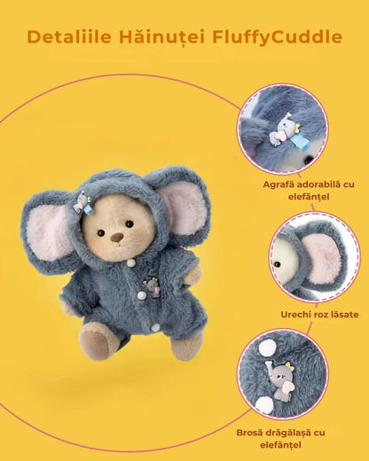 Ručně vyráběný prémiový medvídek s vyměnitelnými oblečky – FluffyCuddle