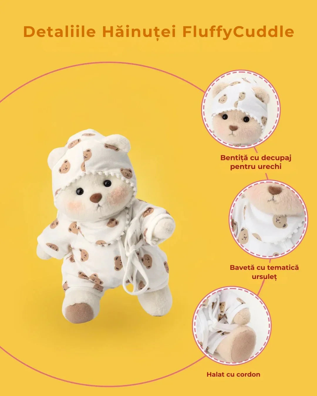 Ručně vyráběný prémiový medvídek s vyměnitelnými oblečky – FluffyCuddle