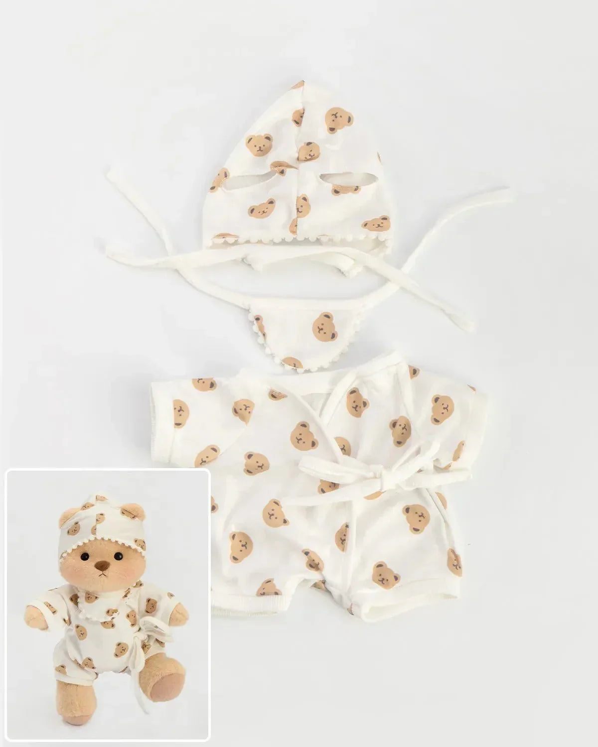 Ručně vyráběný prémiový medvídek s vyměnitelnými oblečky – FluffyCuddle